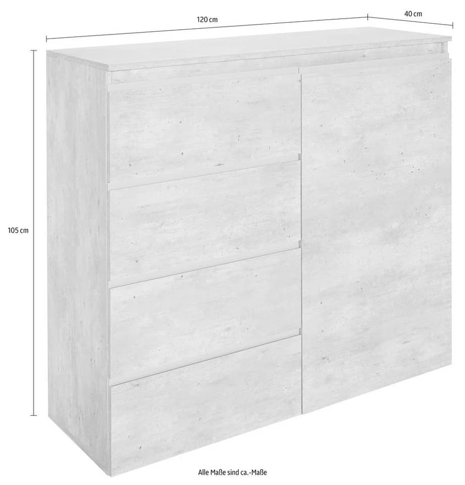 HOME AFFAIRE Highboard Magic Weiß Hochglanz mit Schubladen