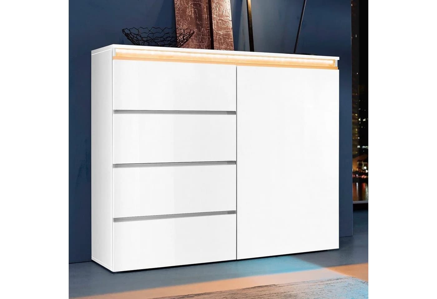 HOME AFFAIRE Highboard Magic Weiß Hochglanz mit Schubladen - Bild 2