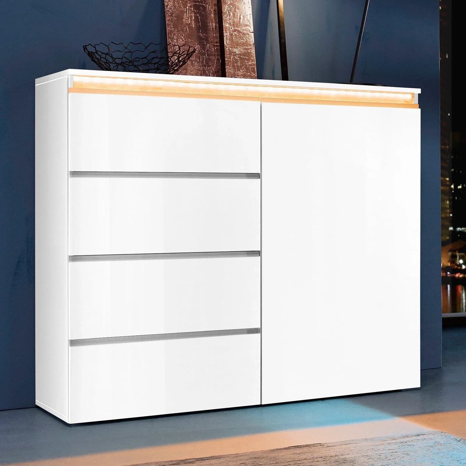 HOME AFFAIRE Highboard Magic Weiß Hochglanz mit Schubladen - Bild 4
