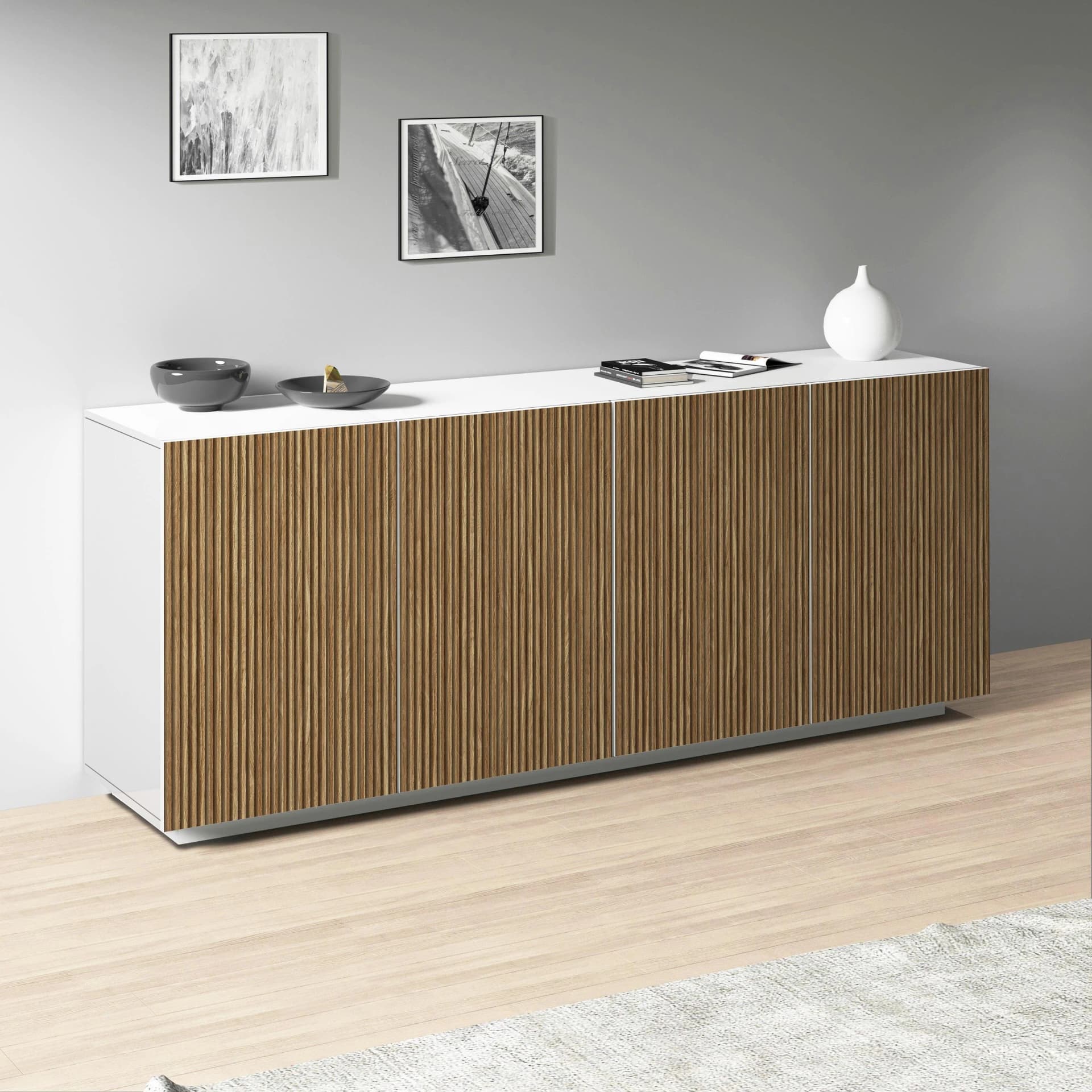 INOSIGN Vega Sideboard 200 cm Weiß Matt