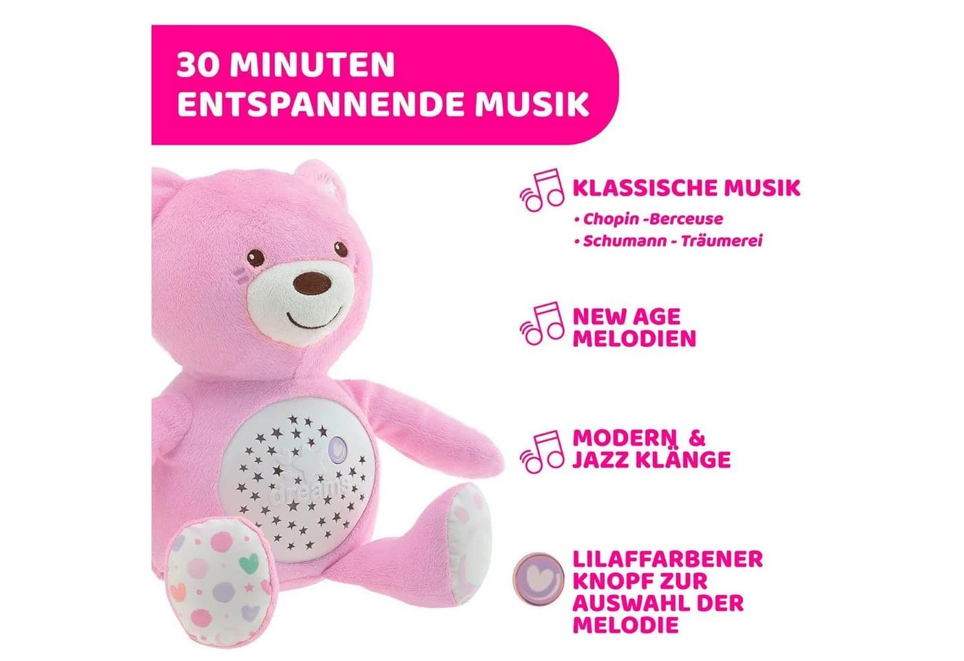 Chicco First Dreams Baby Bär Rosa mit Lichtprojektion - Bild 3
