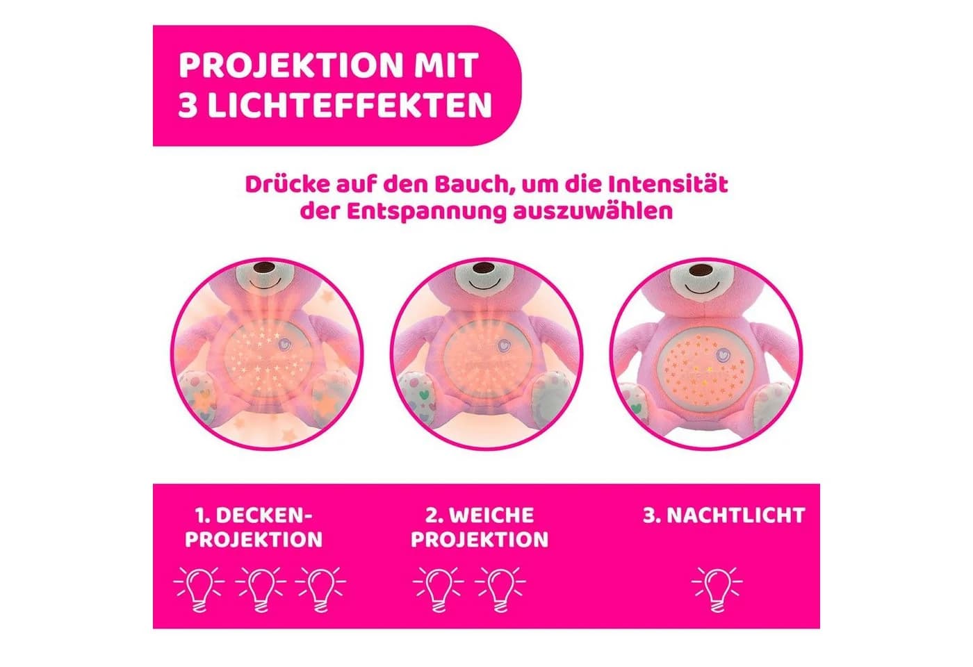 Chicco First Dreams Baby Bär Rosa mit Lichtprojektion - Bild 4