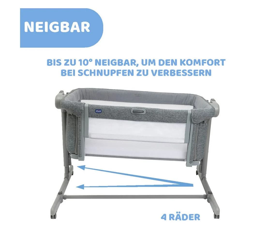 CHICCO Next2Me Magic Evo Beistellbett Dunkelgrau mit Schaukelmodus - Bild 5