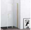 Duschparadies Walk-in-Dusche Scharniertür gebürstet Gold ESG Glas Bild 2