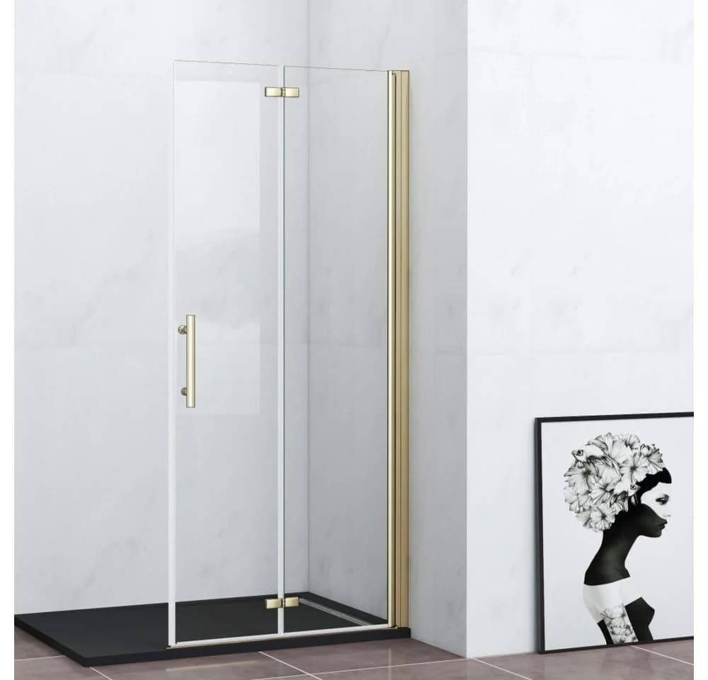 Duschparadies Walk-in-Dusche Scharniertür gebürstet Gold ESG Glas - Bild 2