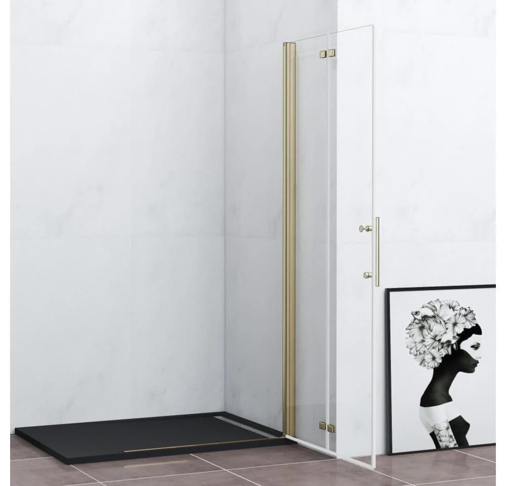 Duschparadies Walk-in-Dusche Scharniertür gebürstet Gold ESG Glas - Bild 3