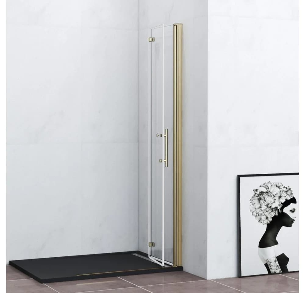 Duschparadies Walk-in-Dusche Scharniertür gebürstet Gold ESG Glas - Bild 4