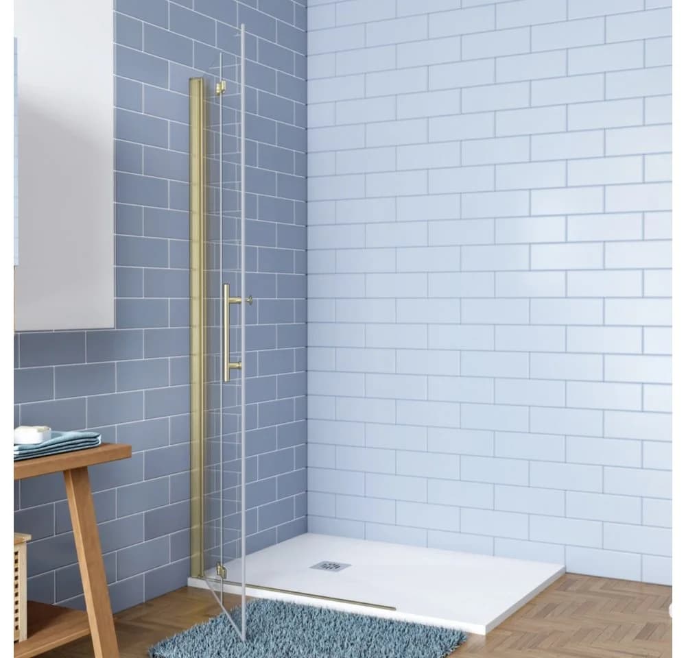 AICA Walk-in-Dusche 195cm Gold 6mm ESG Glas Duschabtrennung