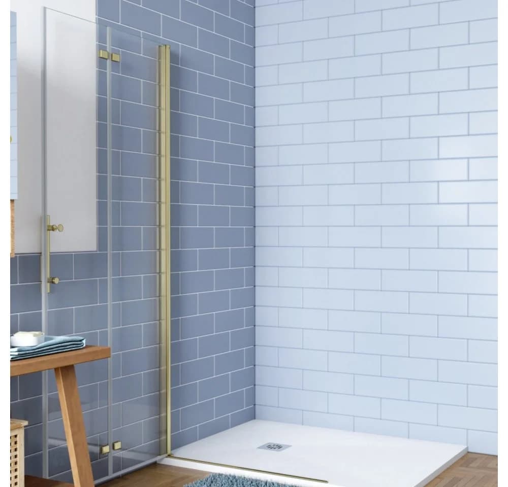 AICA Walk-in-Dusche 195cm Gold 6mm ESG Glas Duschabtrennung - Bild 3