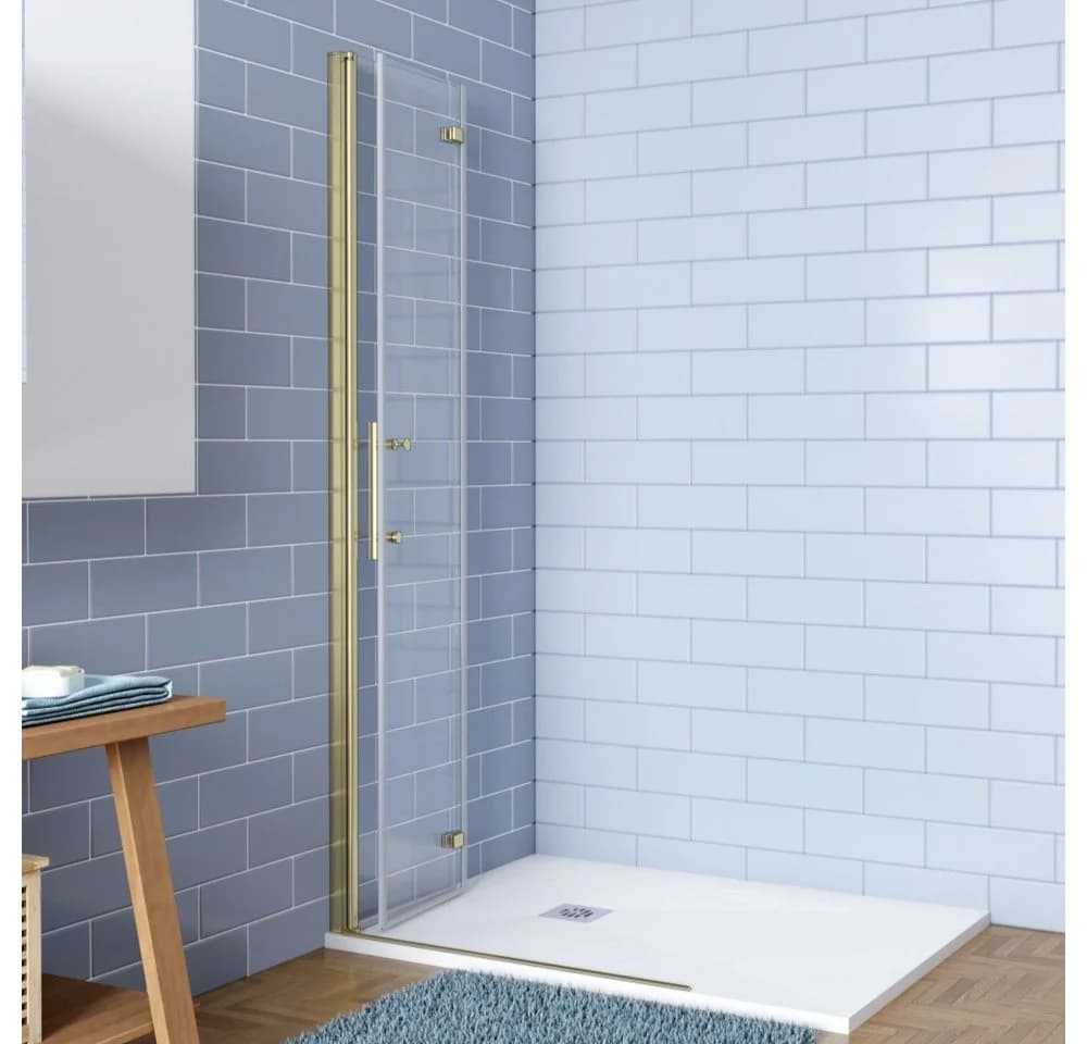 AICA Walk-in-Dusche 195cm Gold 6mm ESG Glas Duschabtrennung - Bild 4