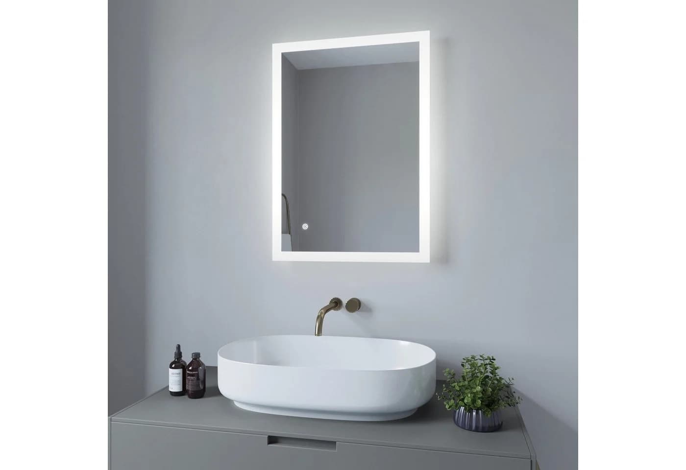 AQUALAVOS Badspiegel LED mit Beleuchtung Ultradünn Dimmbar