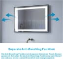 AQUALAVOS Badspiegel mit LED Licht Schwarz Dimmbar Antibeschlag Bild 5