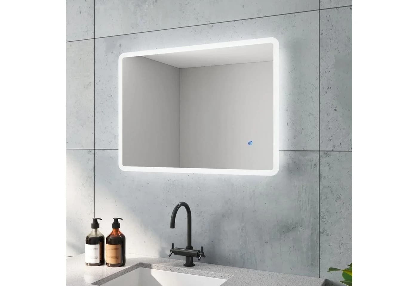 AQUABATOS Badspiegel LED Spiegel Beleuchtet Wandspiegel 70x50 cm Kaltweiß 6400K