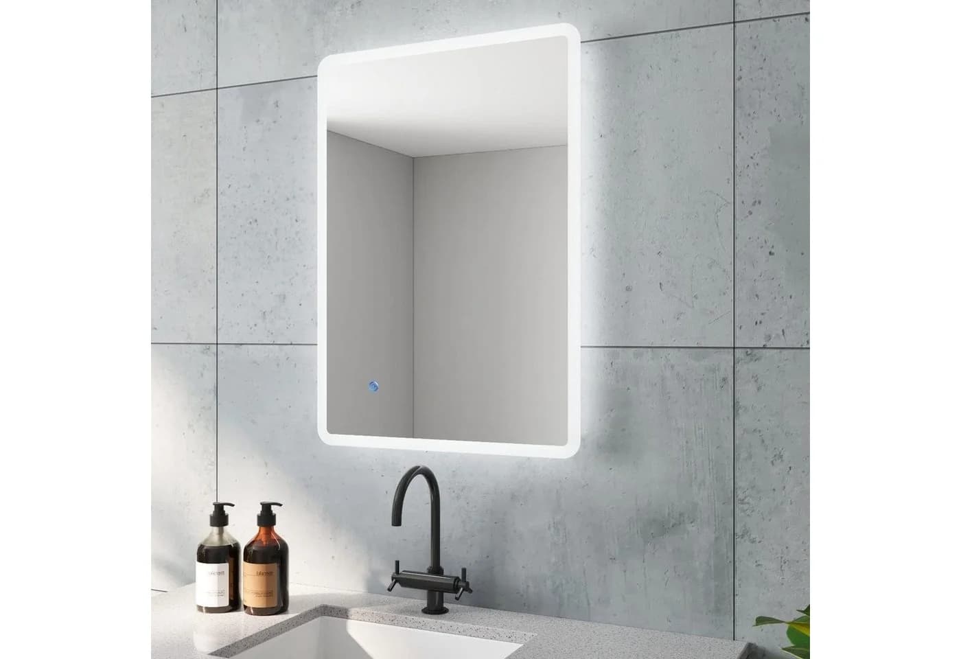 AQUABATOS Badspiegel LED Spiegel Beleuchtet Wandspiegel 70x50 cm Kaltweiß 6400K - Bild 2