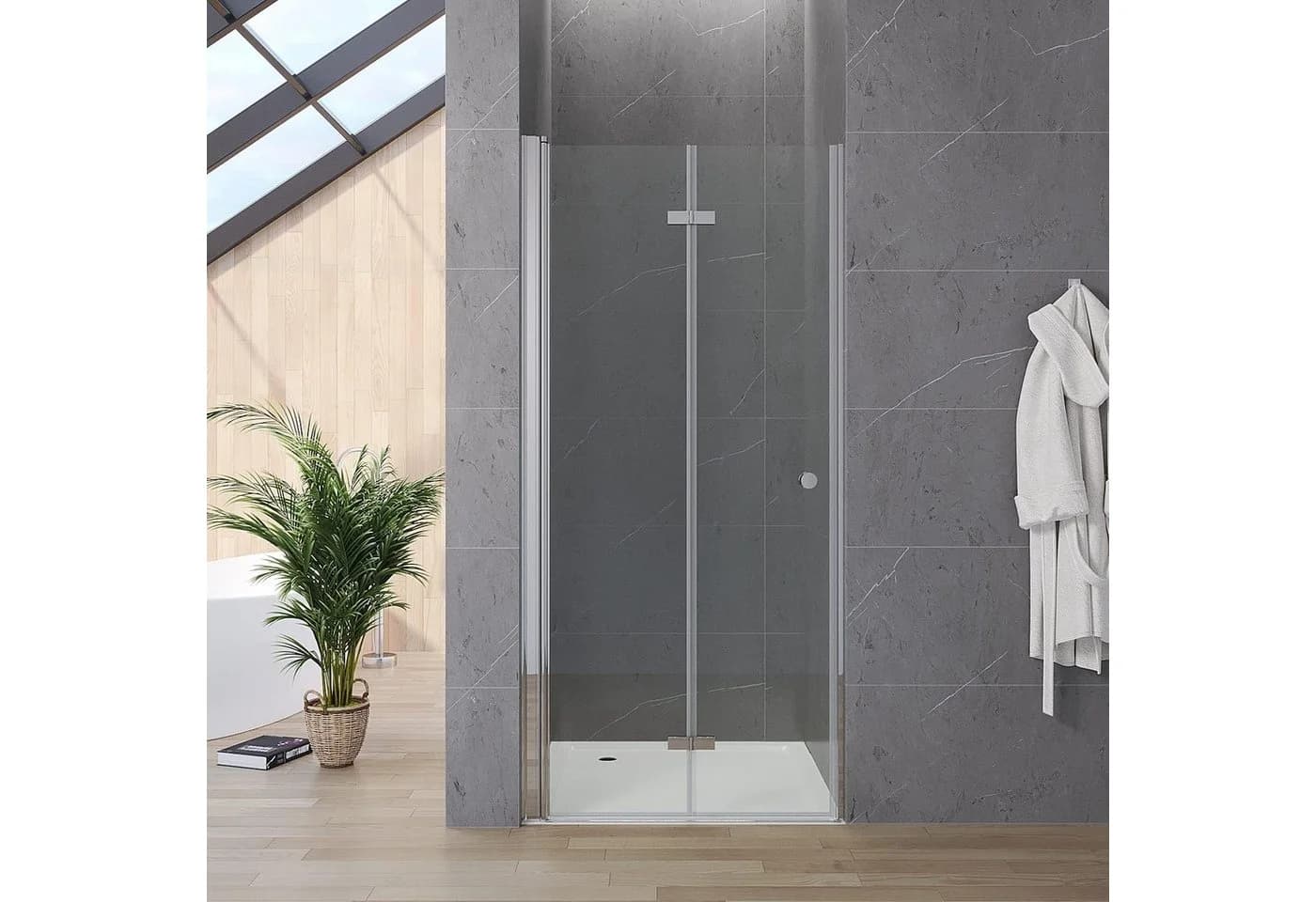 AQUABATOS Dusch-Falttür Nische 5mm ESG Glas Chromoptik - Bild 2