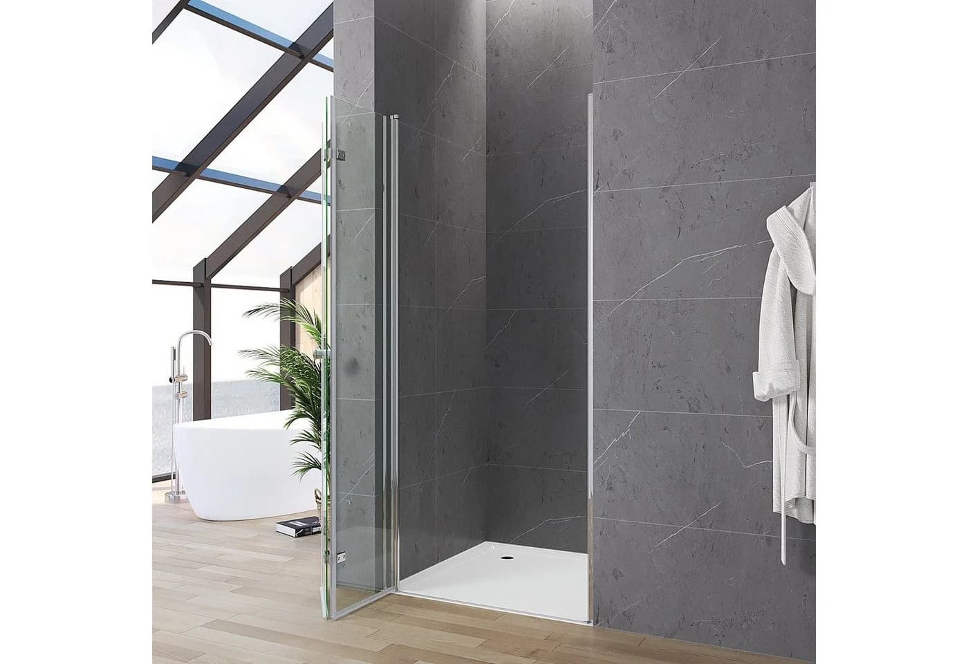 AQUABATOS Dusch-Falttür Nische 5mm ESG Glas Chromoptik - Bild 3