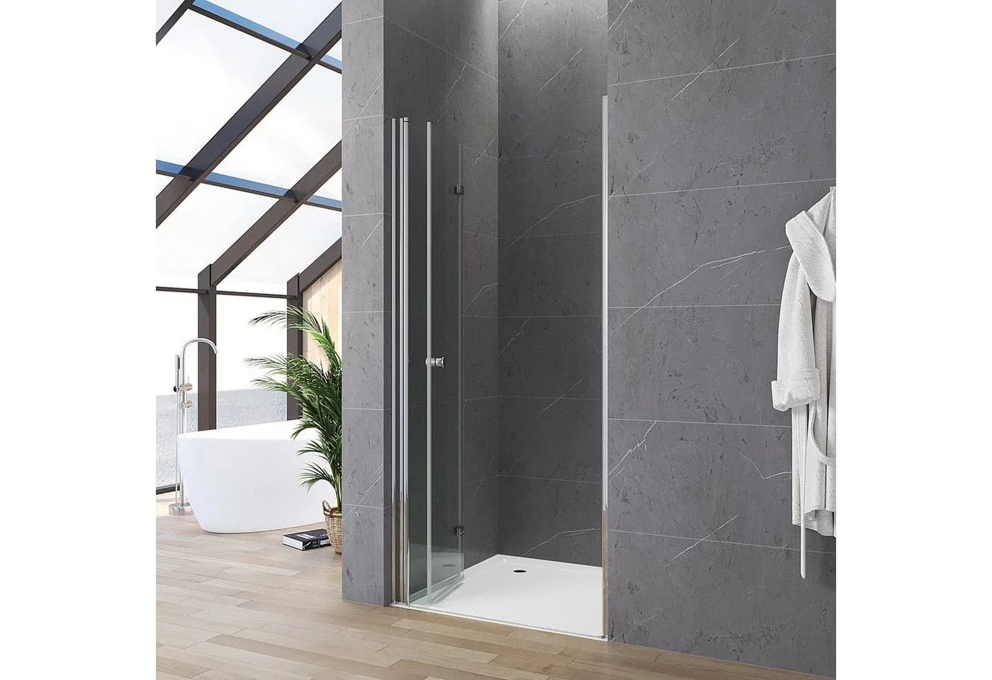 AQUABATOS Dusch-Falttür Nische 5mm ESG Glas Chromoptik - Bild 4