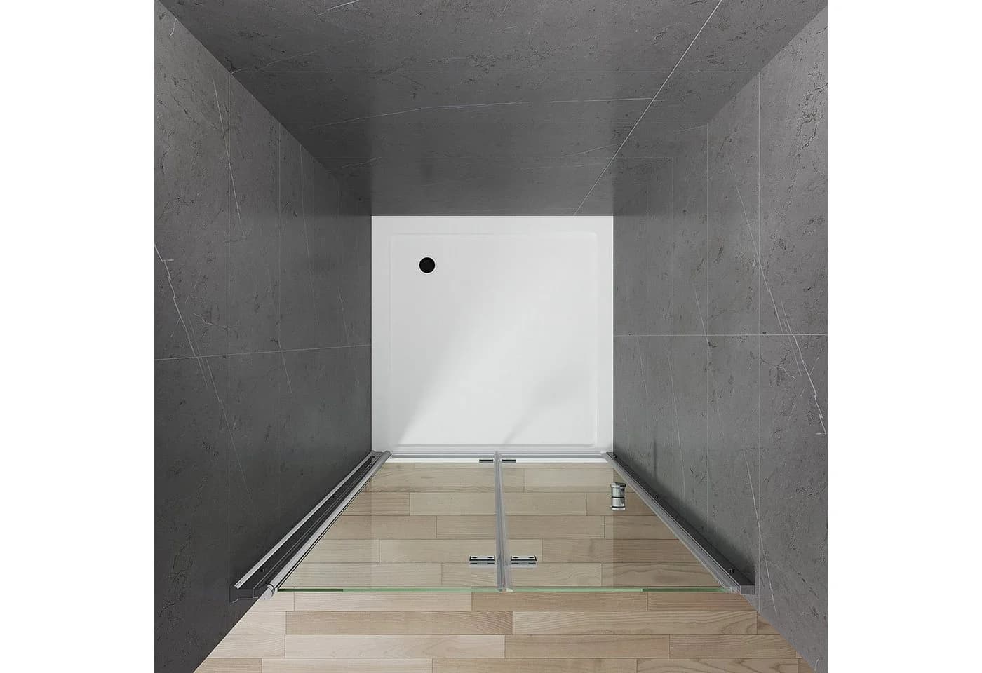 AQUABATOS Dusch-Falttür Nische 5mm ESG Glas Chromoptik - Bild 5