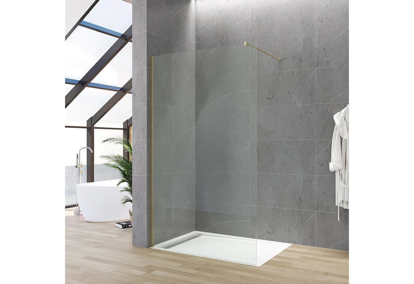 AQUABATOS Walk-in-Dusche 8 mm Einscheibensicherheitsglas Gold - Bild 2