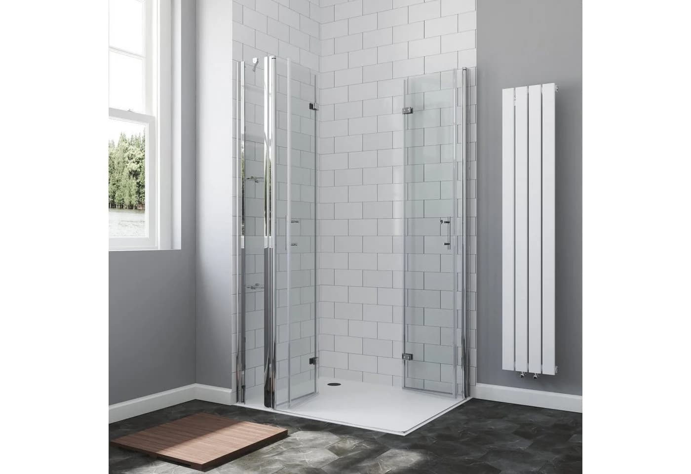 AQUABATOS Eckdusche Falttür rahmenlos 6mm ESG Glas barrierefrei - Bild 4