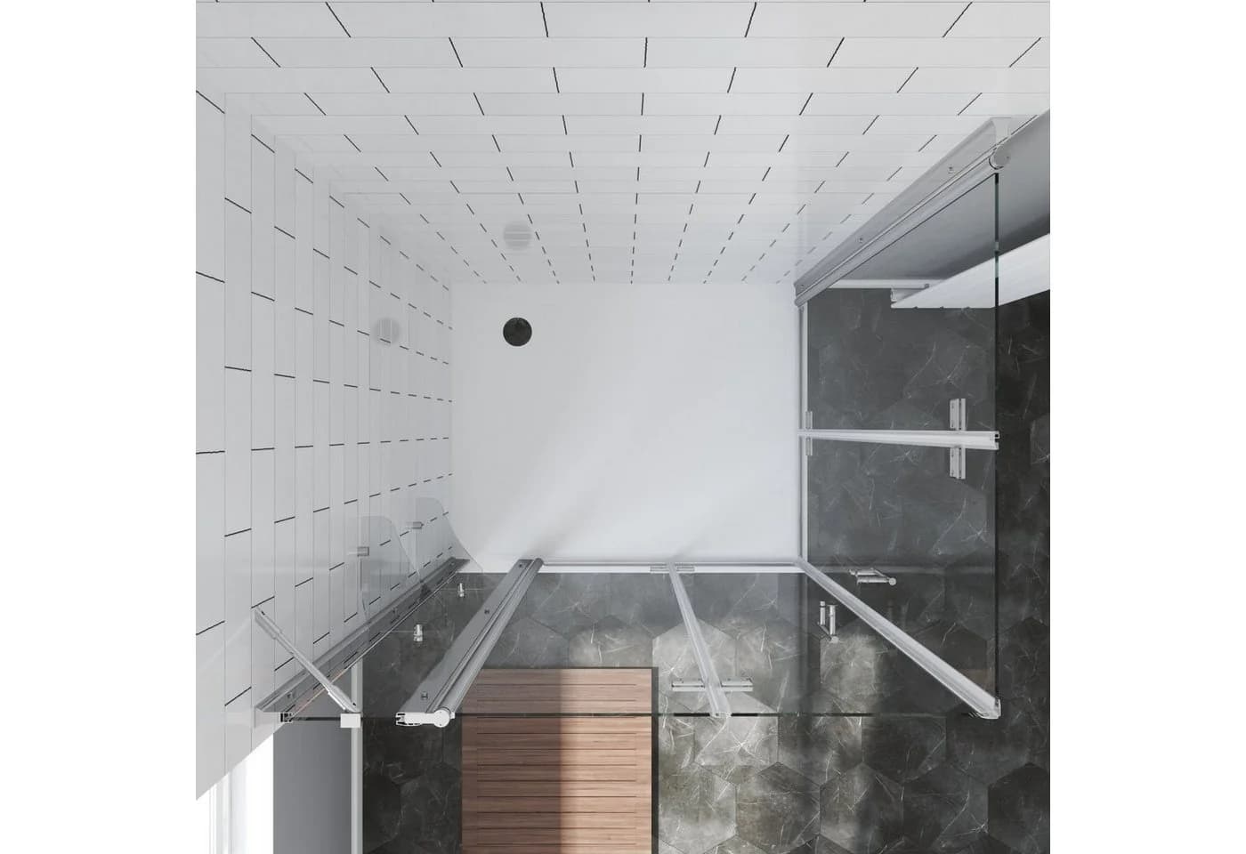 AQUABATOS Eckdusche Falttür rahmenlos 6mm ESG Glas barrierefrei - Bild 5