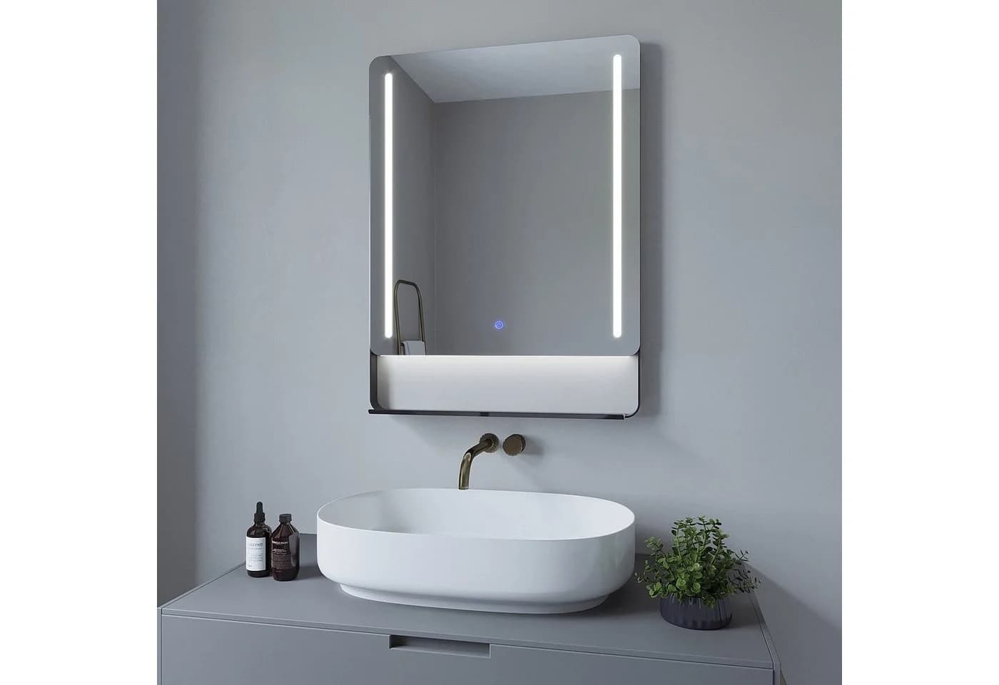 AQUABATOS Wandspiegel mit LED-Beleuchtung und Ablage 80x60cm - Bild 3