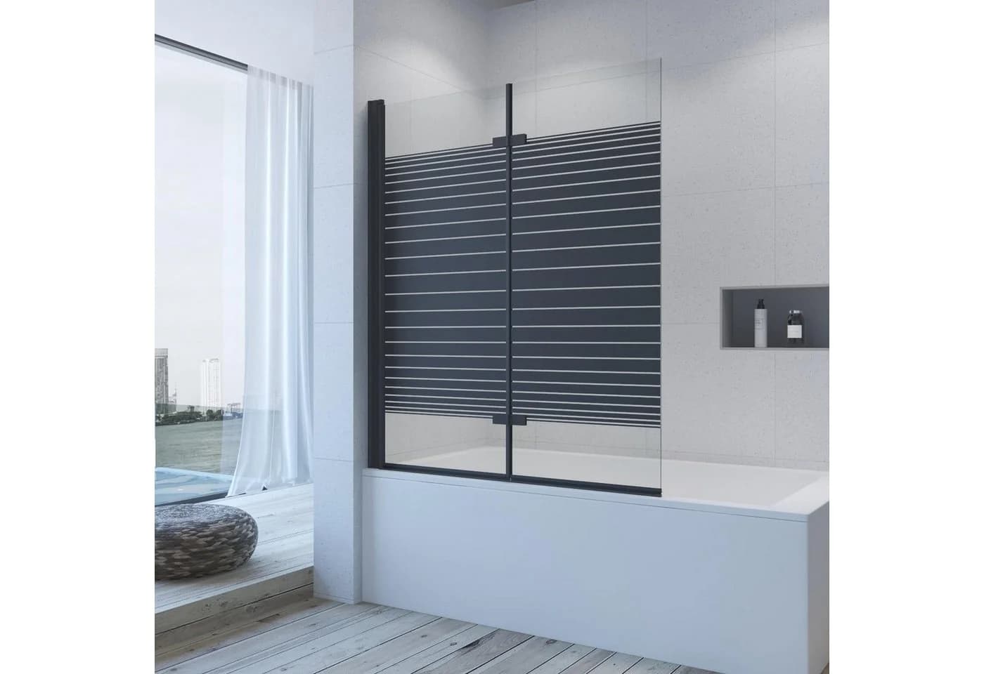 AQUABATOS Badewannenaufsatz Schwarz 2-teilig - Bild 2