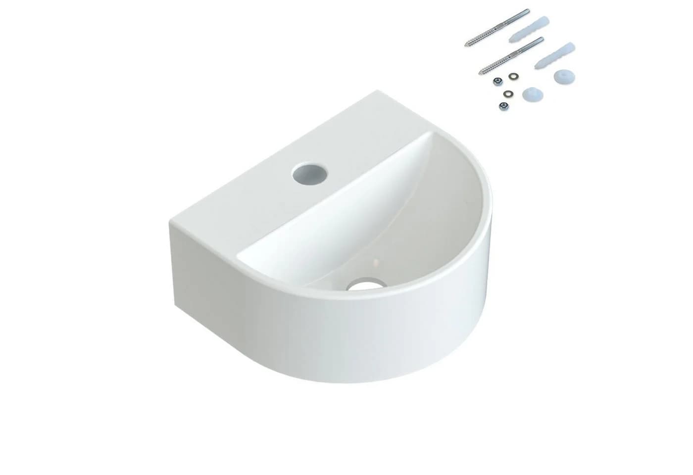 AQUABATOS Aufsatzwaschbecken Weiß Keramik Modern Halbrund - Bild 2
