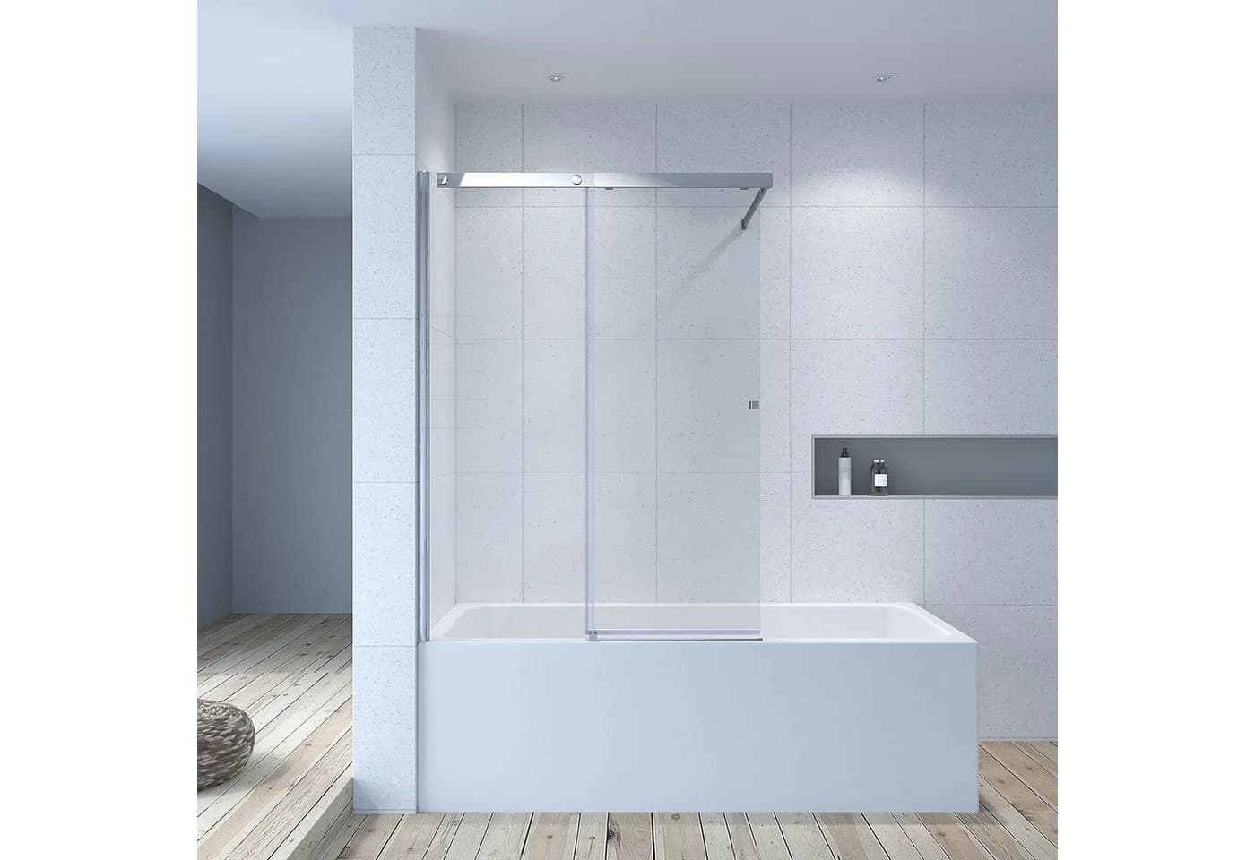 AQUABATOS Badewannenaufsatz mit Schiebetür 110x150 cm Duschwand Glas - Bild 2