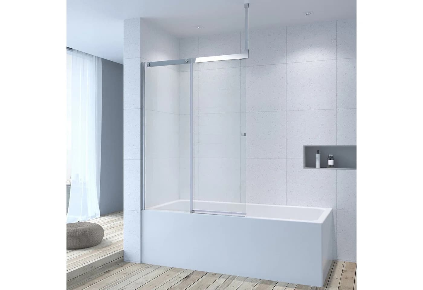 AQUABATOS Badewannenaufsatz mit Schiebetür 110x150 cm Duschwand Glas - Bild 3