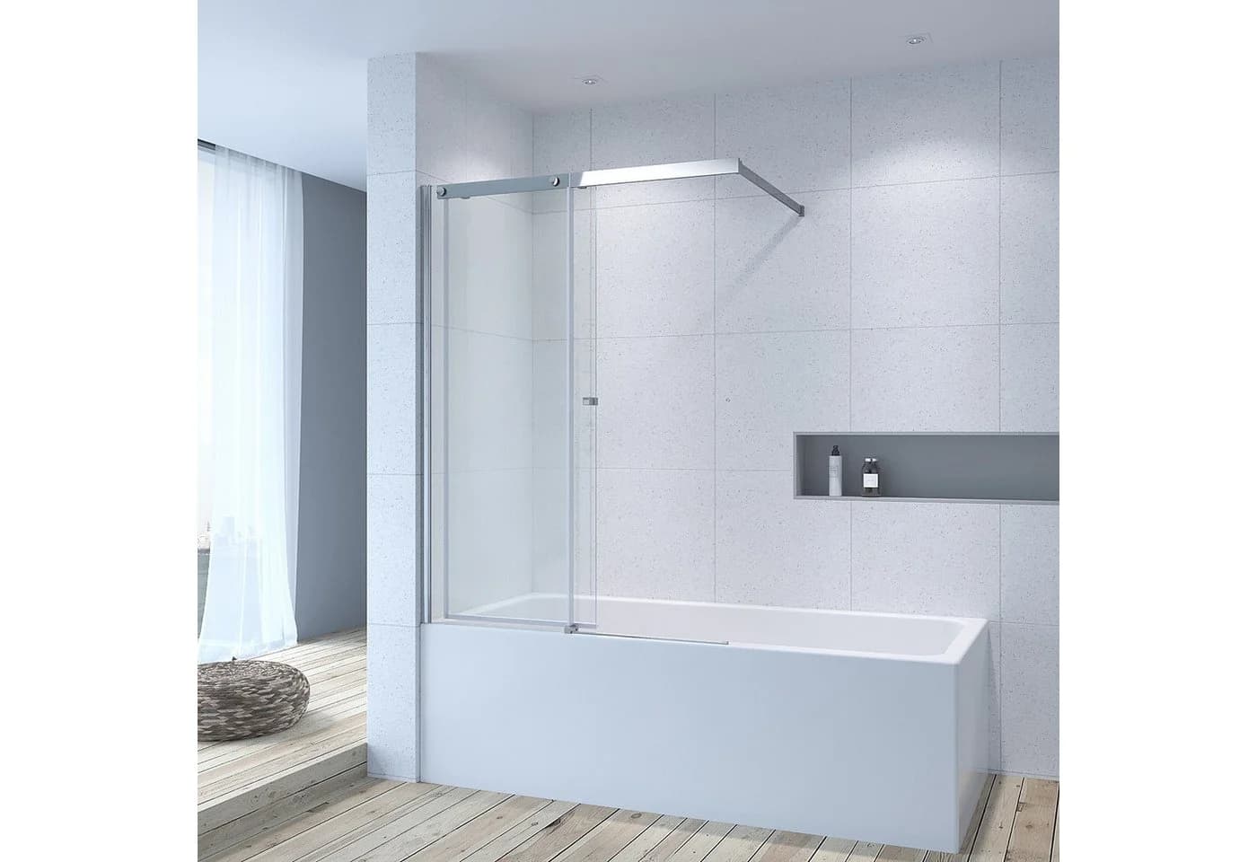 AQUABATOS Badewannenaufsatz mit Schiebetür 110x150 cm Duschwand Glas - Bild 4