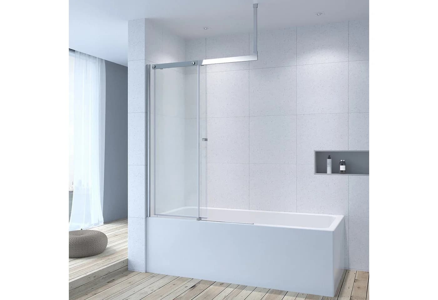 AQUABATOS Badewannenaufsatz mit Schiebetür 110x150 cm Duschwand Glas - Bild 5