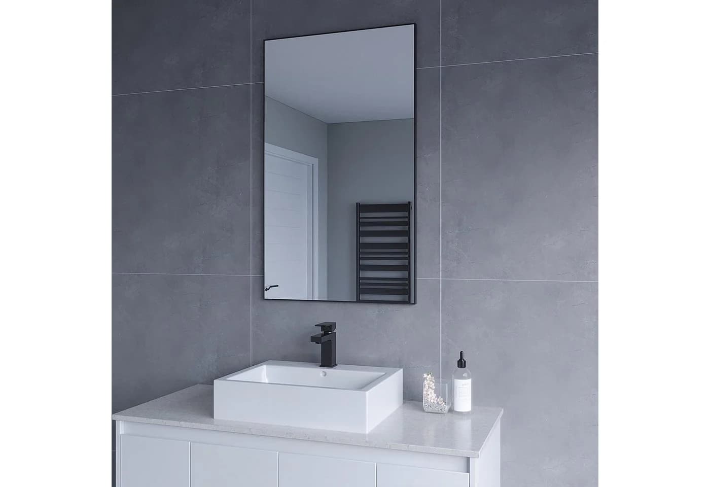 AQUABATOS Wandspiegel Schwarz Aluminiumrahmen