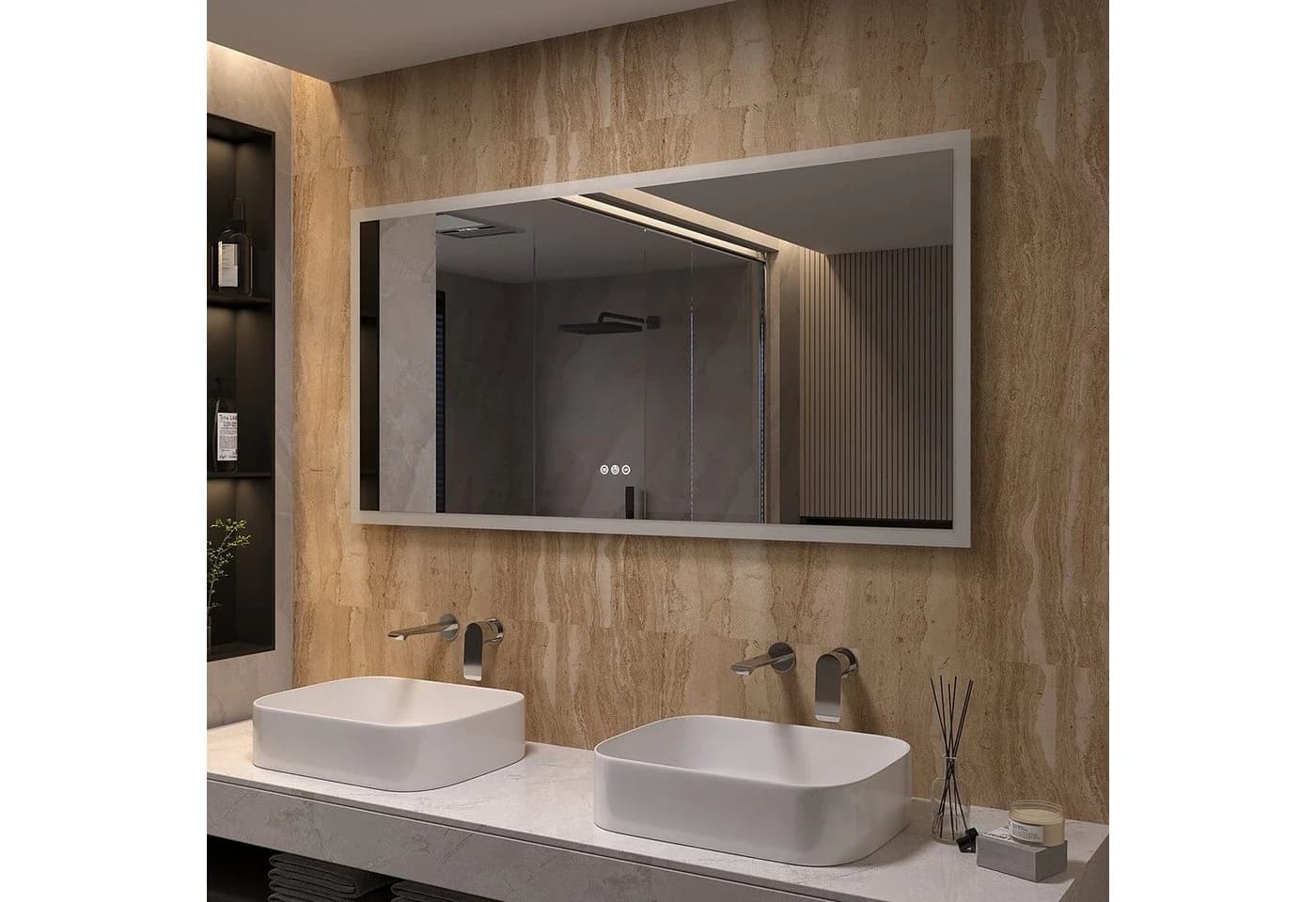 AQUABATOS LED-Badezimmerspiegel mit Beleuchtung Silber - Bild 2