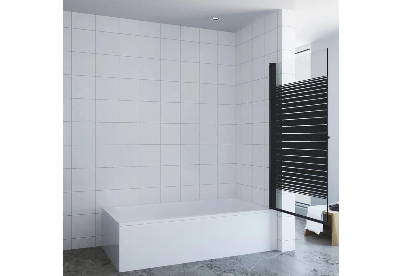 AQUABATOS Badewannenaufsatz Glas Schwarz mit Handtuchhalter - Bild 3