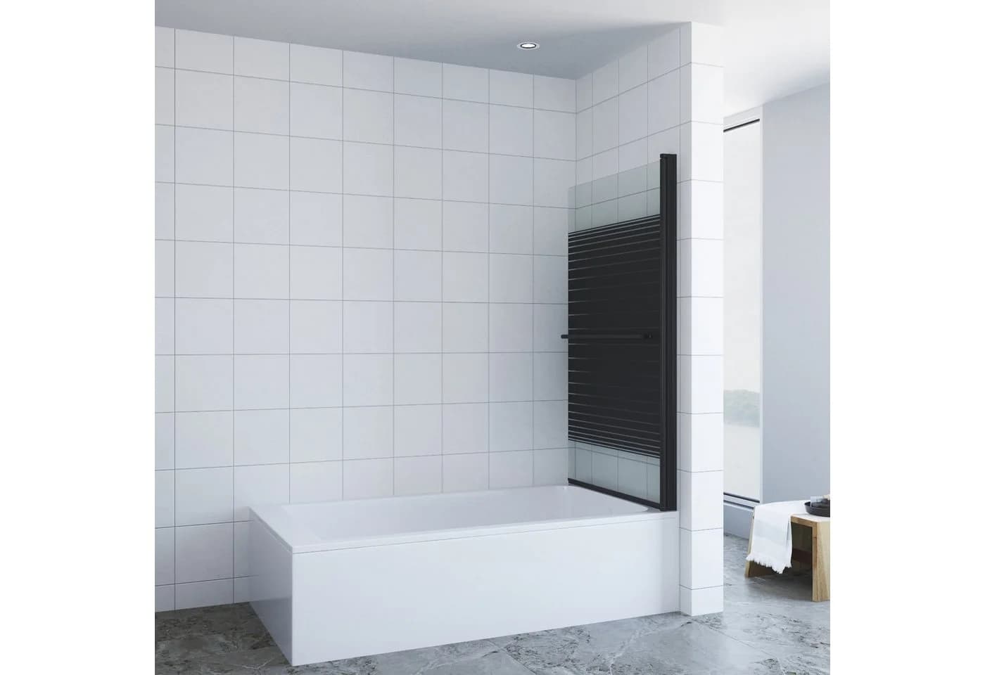 AQUABATOS Badewannenaufsatz Glas Schwarz mit Handtuchhalter - Bild 4