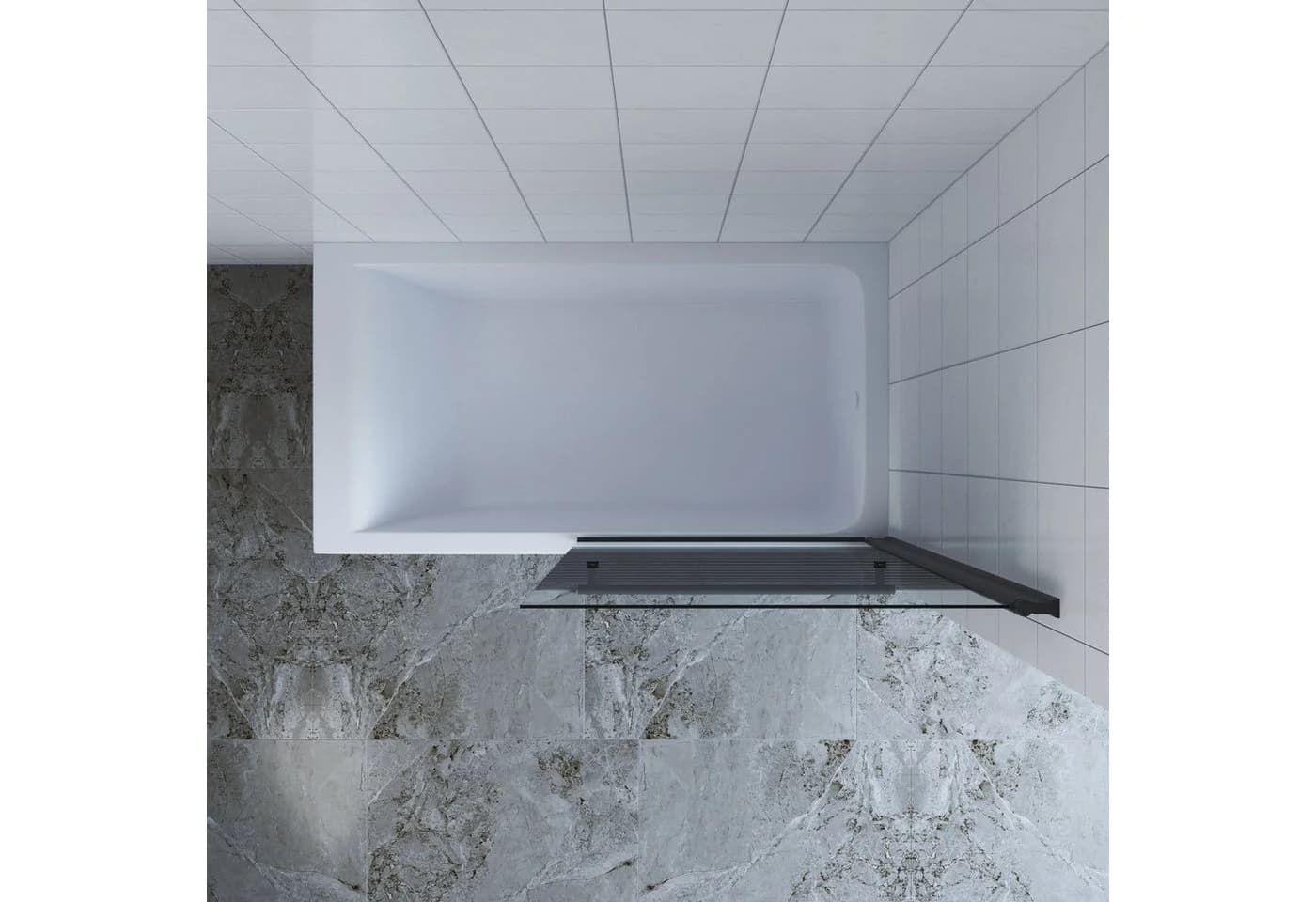 AQUABATOS Badewannenaufsatz Glas Schwarz mit Handtuchhalter - Bild 5