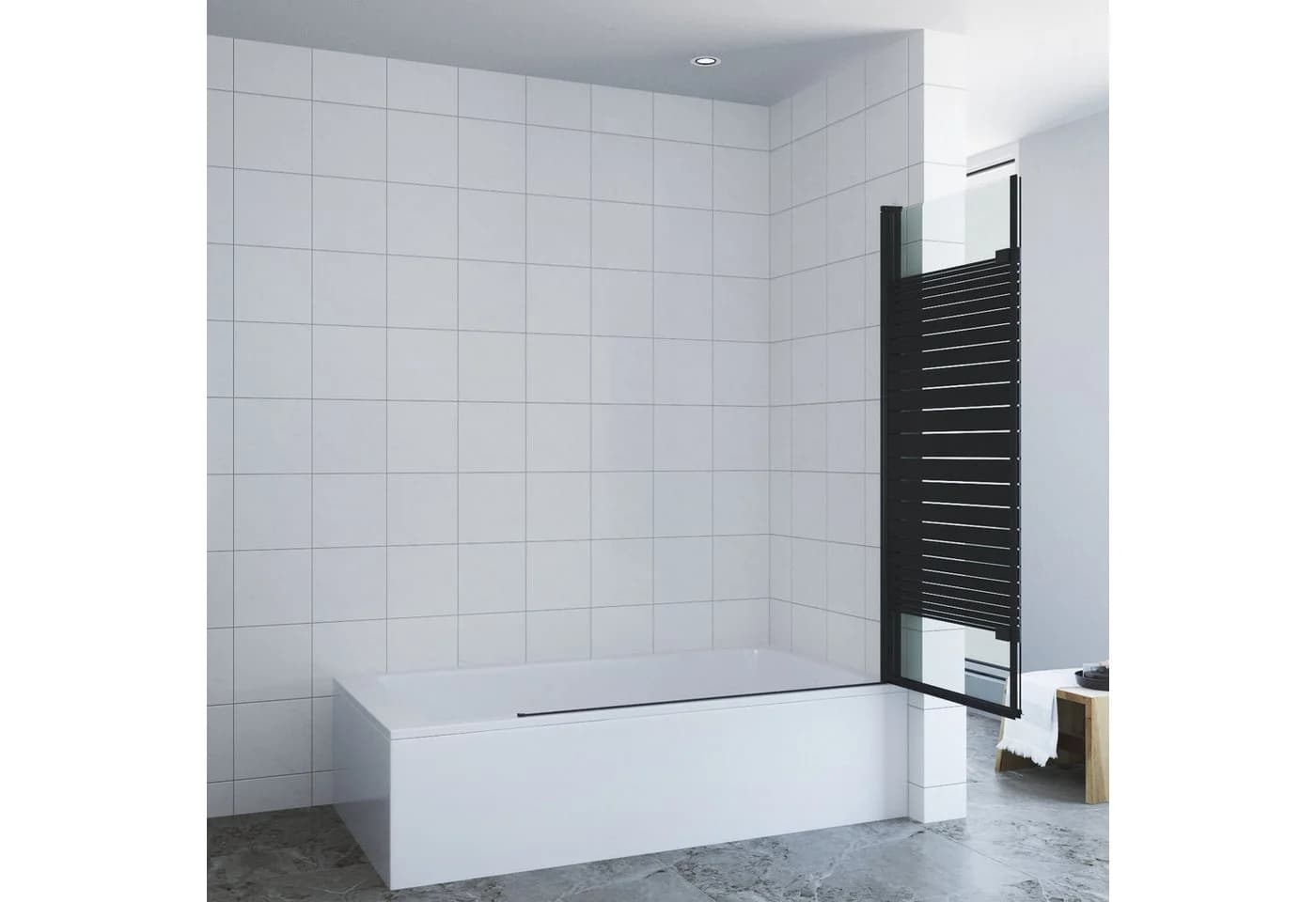 AQUABATOS Badewannenfaltwand 2-teilig ESG Glas Nano Beschichtung Schwarz