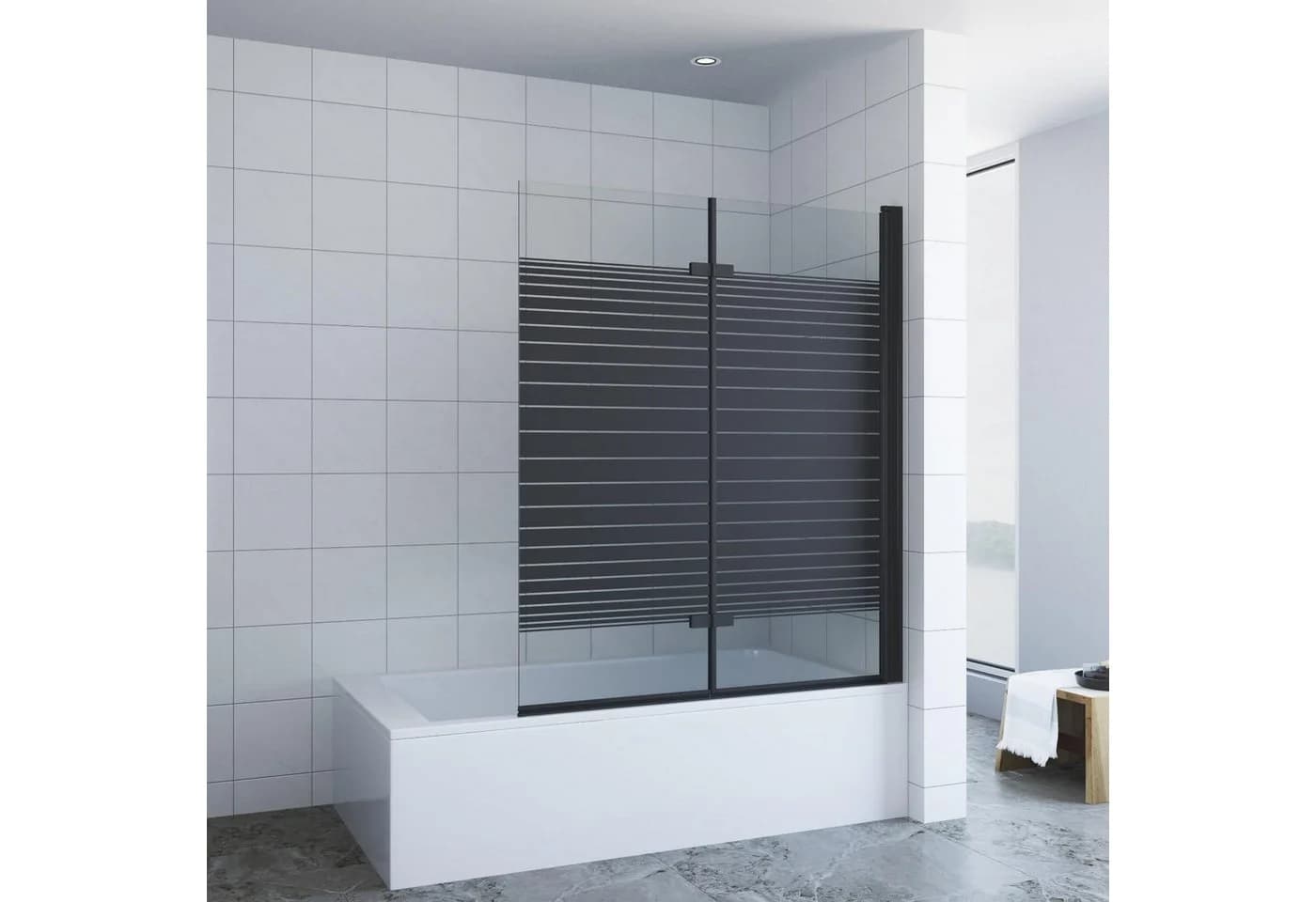 AQUABATOS Badewannenfaltwand 2-teilig ESG Glas Nano Beschichtung Schwarz - Bild 2