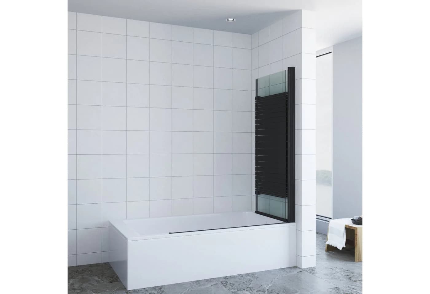 AQUABATOS Badewannenfaltwand 2-teilig ESG Glas Nano Beschichtung Schwarz - Bild 3