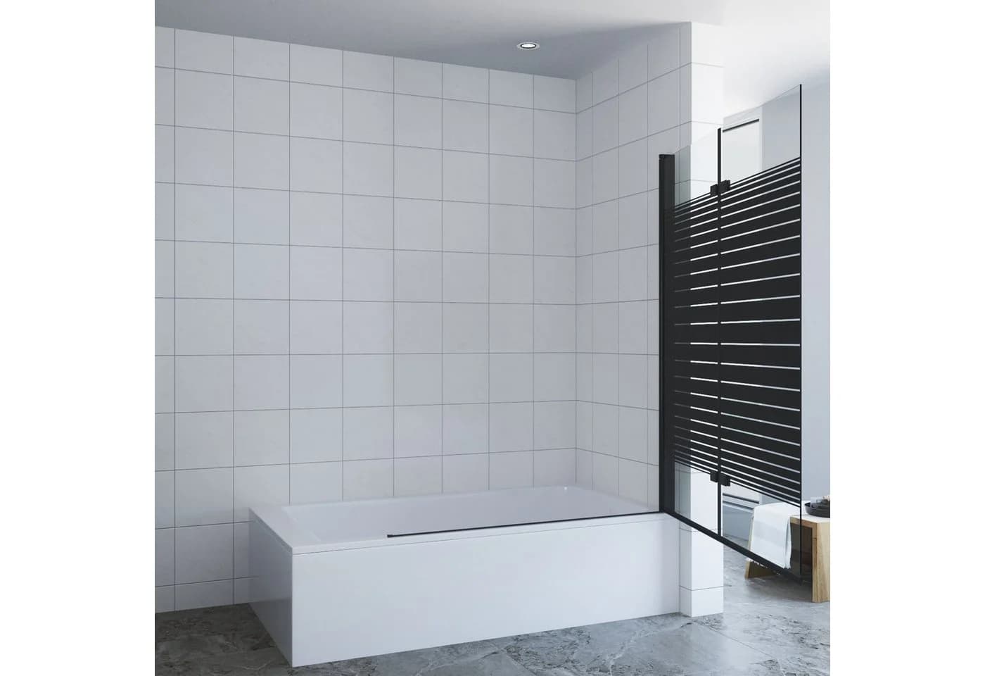 AQUABATOS Badewannenfaltwand 2-teilig ESG Glas Nano Beschichtung Schwarz - Bild 4