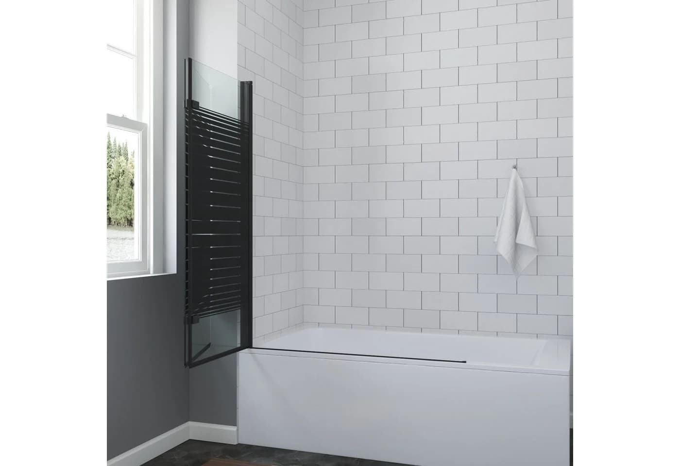 AQUABATOS Badewannenfaltwand 2-teilig Schwarz Glas - Bild 3