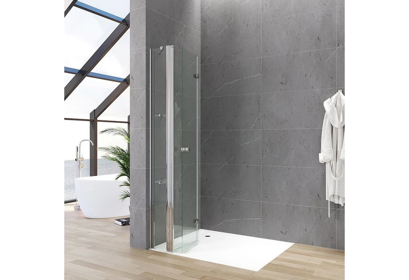 AQUABATOS Walk-in-Dusche mit Falttür und Duschablage
