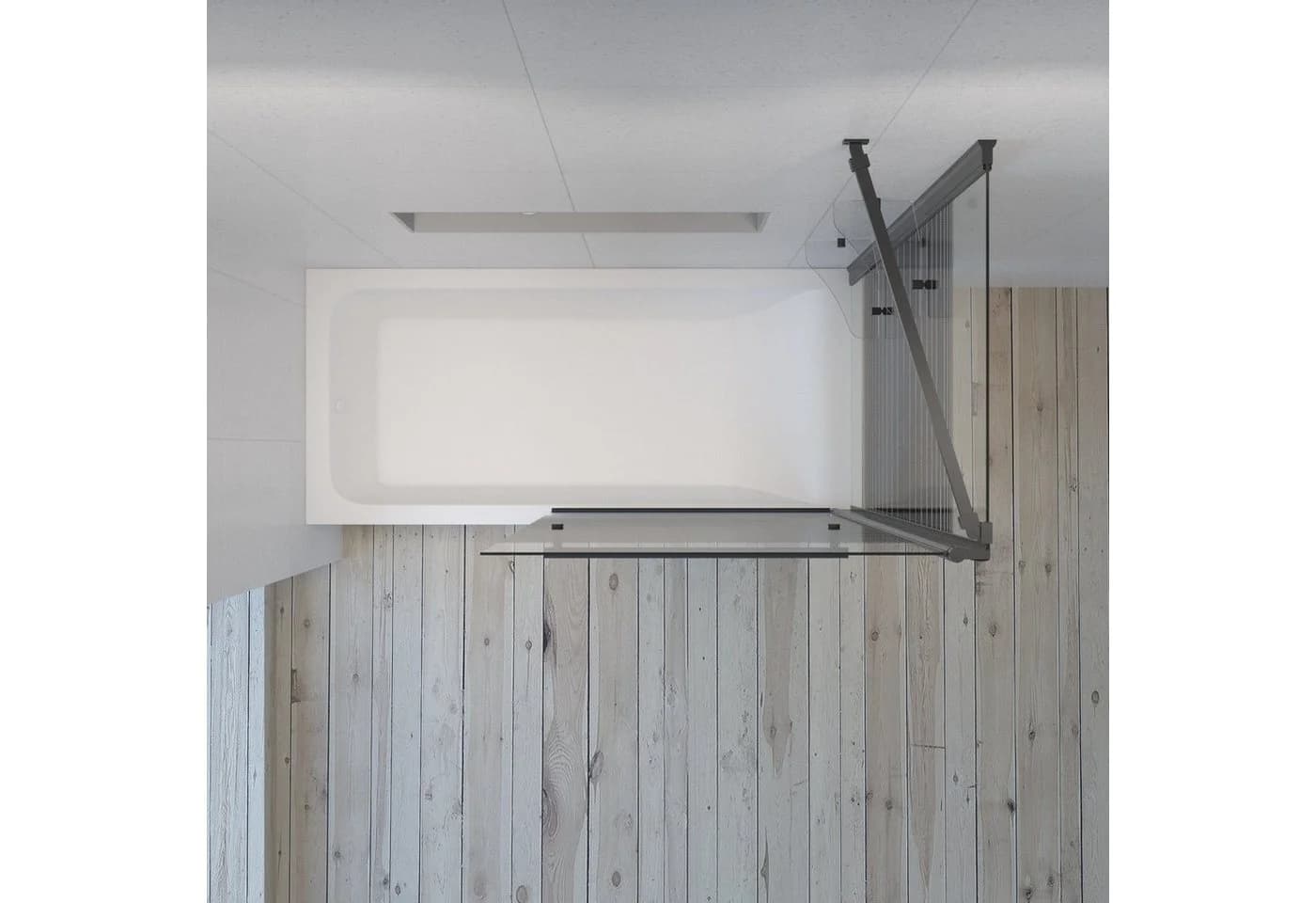 AQUABATOS Badewannenaufsatz Eck Glas mit Seitenwand schwarz - Bild 4