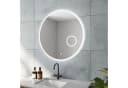 AQUALAVOS LED Badspiegel Rund 80cm Schwarz mit Beleuchtung, Anti-Beschlag & Uhr Bild 2