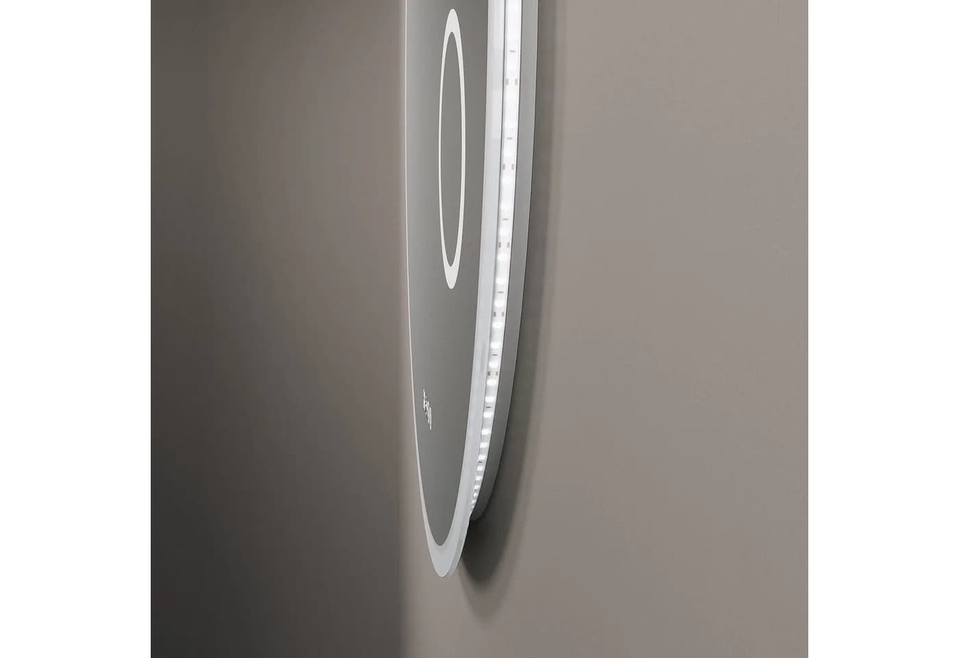 AQUALAVOS LED Badspiegel Rund 80cm Schwarz mit Beleuchtung, Anti-Beschlag & Uhr - Bild 4