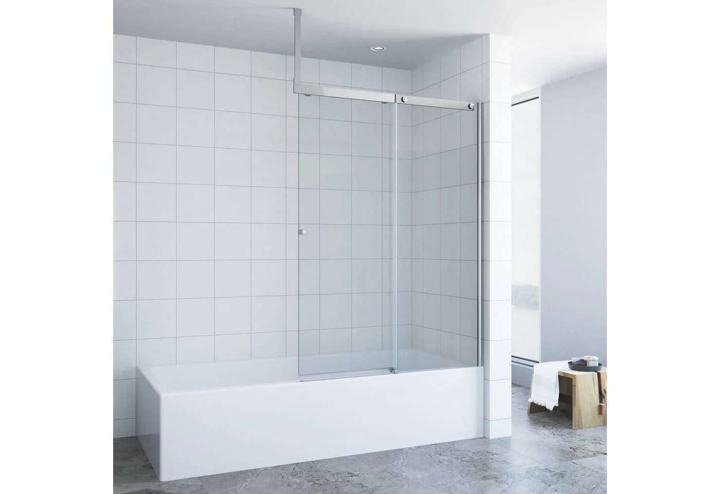 AQUALAVOS Badewannenaufsatz 110 x 150 cm Duschwand mit Schiebetür - Bild 3