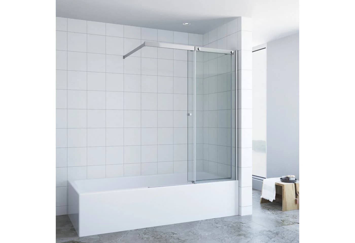 AQUALAVOS Badewannenaufsatz 110 x 150 cm Duschwand mit Schiebetür - Bild 4