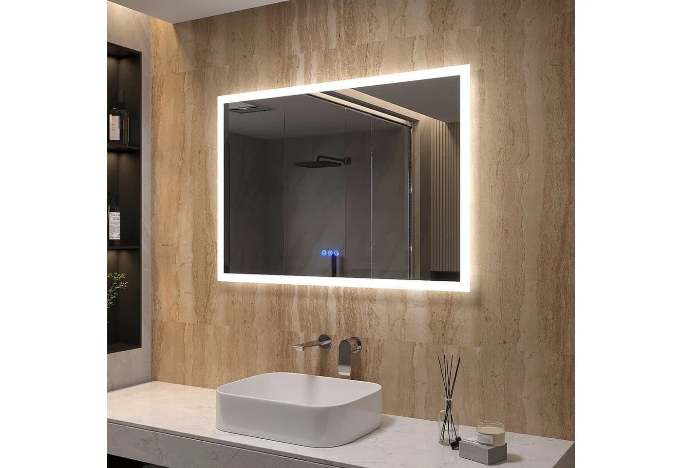 AQUALAVOS Badspiegel LED Wandspiegel 100x70 cm mit Anti-Beschlag-Funktion - Bild 2
