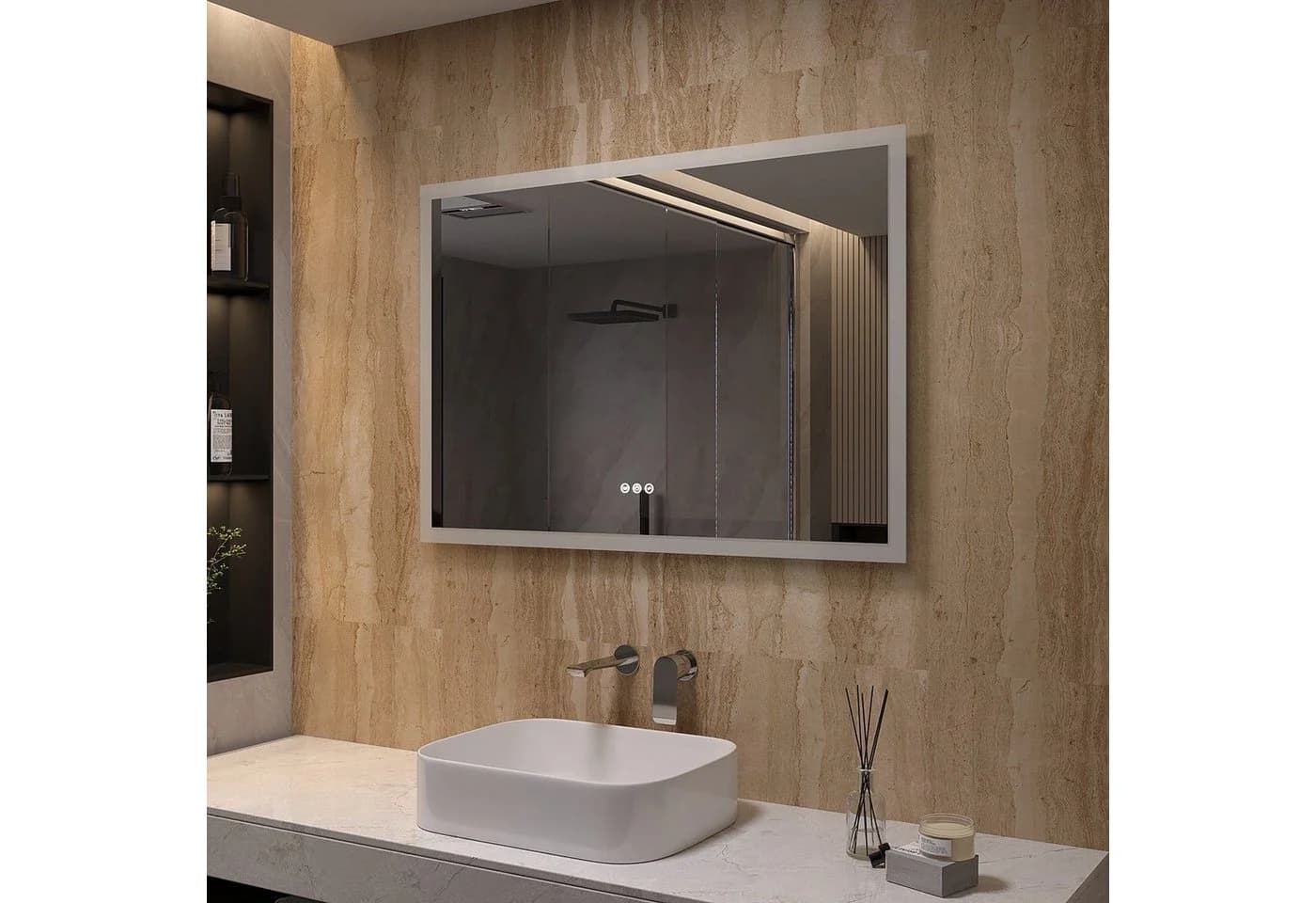 AQUALAVOS Badspiegel LED Wandspiegel 100x70 cm mit Anti-Beschlag-Funktion - Bild 3